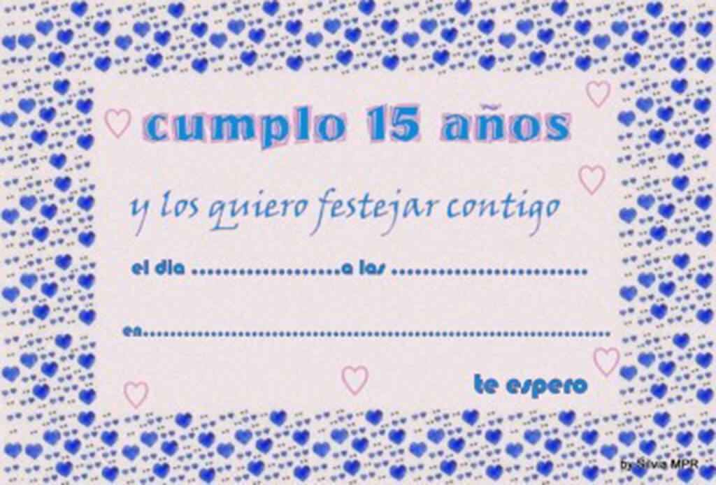 Invitaciones de 15 Años Corazones Azules